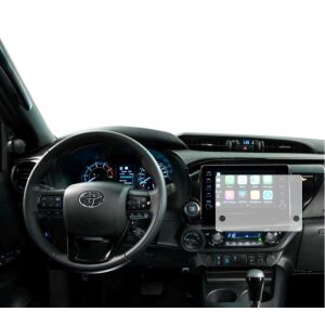 Duragon matt képernyővédő fólia felszerelve egy Toyota Hilux Double Cab 2020-2025 navigációs képernyőjére. - Fejegység kiegészítő