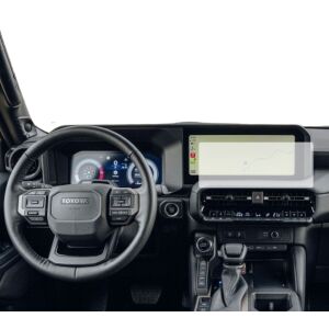 Matowa folia ochronna Duragon zainstalowana na ekranie nawigacji Toyota Land Cruiser 2024-2025. - Pojazd i części