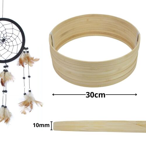 Fa karika álomfogóhoz, makraméhoz 30cm*1cm 10db/csomag