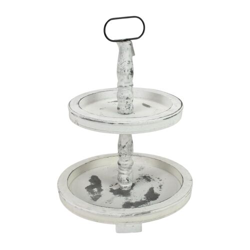 Két szintes kínáló tál fából fehér 45cm 135454506