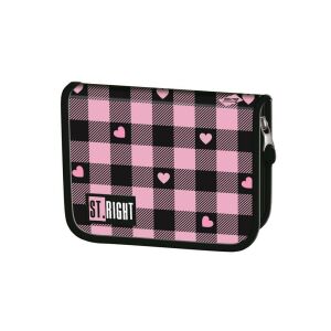 St.Right Rózsaszín Kockás Szívecskés Tolltartó - Unipap