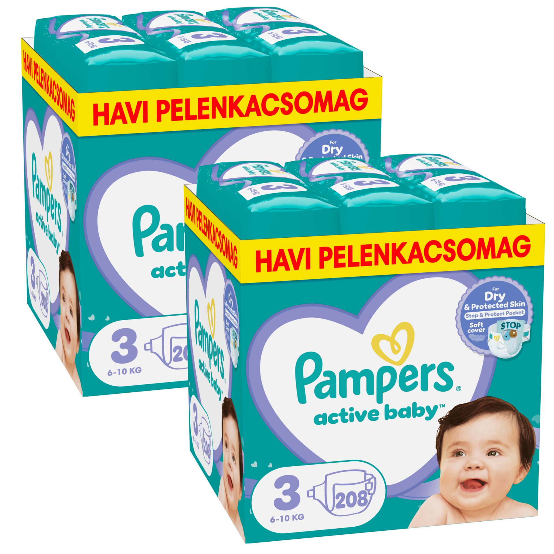 E-shop Pampers Active Baby 2 mesačné balenie plienok 6-10kg Midi 3 (416ks)