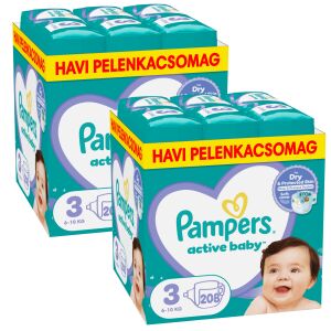 Pampers Active Baby 2 pachet lunar de scutece 6-10kg Midi 3 (416 buc) 144781241 - Genti pentru scutece și Scutece bebelusi