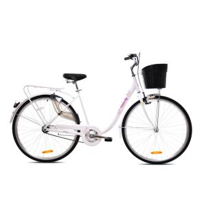 Adria Melody fehér női városi kerékpár kosárral, 28 colos, 1 sebességes - Sport & Szabadidő