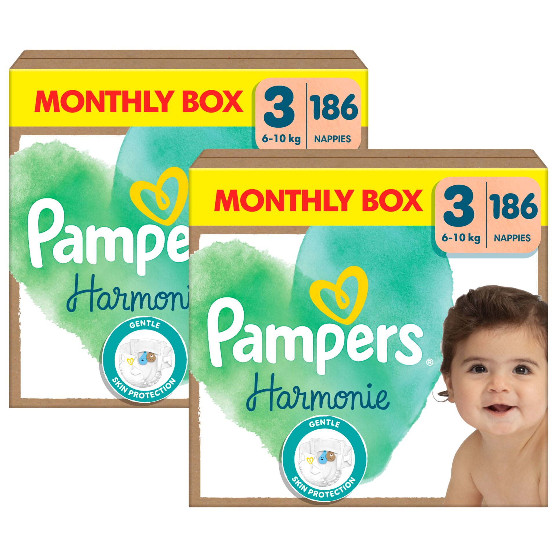 E-shop Pampers Harmonie 2 mesačné balenie plienok 6-10kg Midi 3 (372ks)
