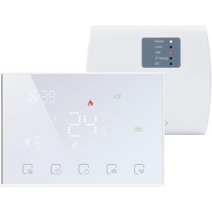 Intelligens szobatermosztát, Zadabso®, vevővel, LED kijelzővel, érintőképernyővel, programozható, távirányítóval, kompatibilis bármely gázközponthoz, IOS/Android kompatibilis, süllyeszthető vagy állványra szerelhető, A 128181074 - Zadabso