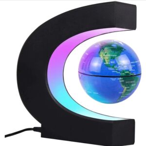 Mágneses lebegő gömb, LED világítással, C-alakú, KÉK, lebegő