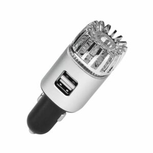 Légtisztító, 2 az 1-ben, autós töltő, kettős USB, autóhoz, Fekete/ezüst