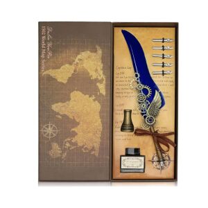 Vintage kalligráfia készlet kék tollal és kiegészítőkkel