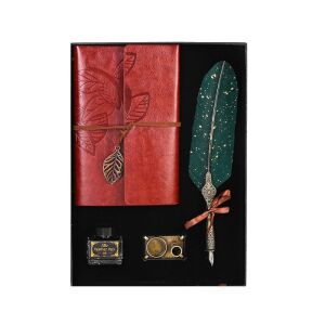 Kalligrafikus készlet, Vintage, naplóval és zöld tollal 128182523 - Ajándék toll