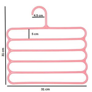 Hanger din plastic multifuncțional cu 5 niveluri, roz, 31x31 cm, Mercaton - Organizatori de garderobe