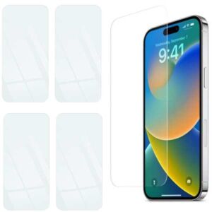 5 darabos Mercaton képernyővédő fólia iPhone 14 Pro készülékhez, 0,3 mm, 9H üveg, lekerekített szélek