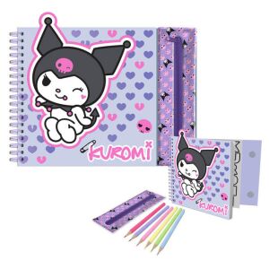Hello Kitty Kuromi Kreativ-Set mit Notizbuch, Stiftetui, Stiften und Malvorlagen - Hello Kitty