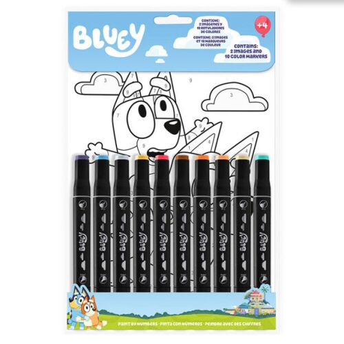 Sada na maľovanie podľa čísel Bluey s 10 farebnými fixkami