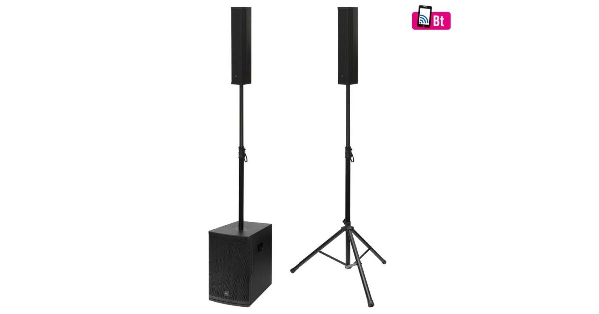 SAL PAS12W243S stereo profesionálny stĺpový reproduktorový systém, 800 W, Bluetooth TWS, 9 reproduktorov, farebná obrazovka, stojan, DSP zvukový procesor 128191170