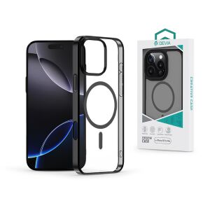 Devia Glimmer Magnetic Series telefontok Apple iPhone 16 Pro Max-hez, fekete, átlátszó hátlappal, MagSafe gyűrűvel - Devia