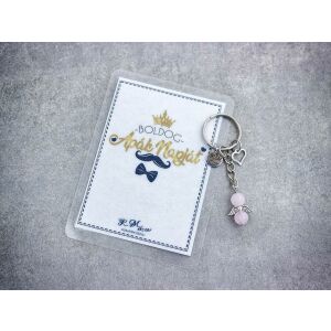 Boldog Apák Napját kulcstartó rózsakvarccal 128194430 - Ajándék kulcstartó