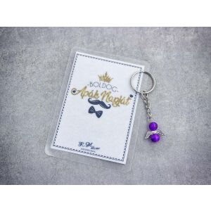 Boldog Apák Napját lila angyal medálos kulcstartó 128194454 - Ajándék kulcstartó