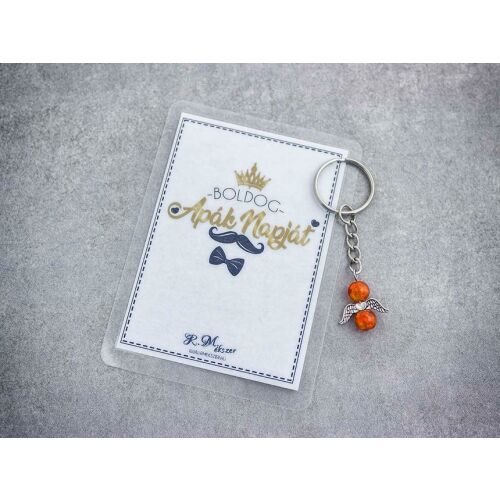 Boldog Apák Napját narancssárga angyal medálos kulcstartó 128615582