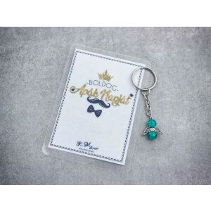 Boldog Apák Napját pávakék angyal medálos kulcstartó 128194443 - Ajándék kulcstartó