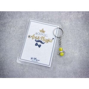 Boldog Apák Napját sárga angyal medálos kulcstartó 128194447 - Ajándék kulcstartó