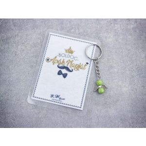 Boldog Apák Napját zöld angyal medálos kulcstartó 128194450 - Ajándék kulcstartó