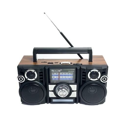 Radio retro Golon RX-65SD cu Bluetooth și panou solar, Finisaj din lemn