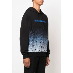 Schwarzer Karl Lagerfeld Herren-Hoodie mit blauem Farbverlaufsdruck und Logo - Herrenbekleidung