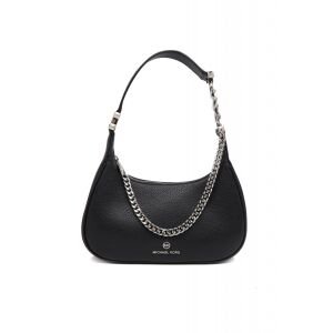 Michael Kors Piper Ramenná Taška z Kože s Drsnou Štruktúrou, Čierna, predný pohľad - Tašky na rameno