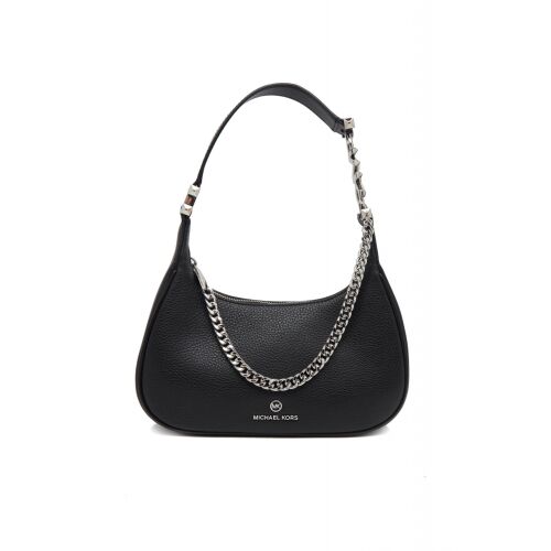 Michael Kors Piper Schultertasche aus genarbtem Leder, Schwarz, Vorderansicht