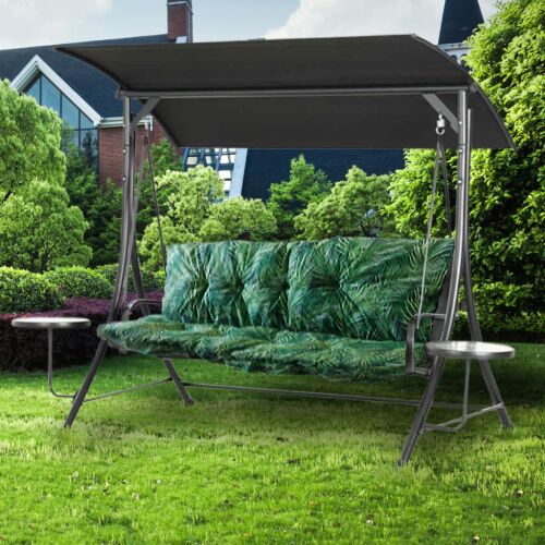 Hintaágy zöld pálmalevél mintás párnákkal