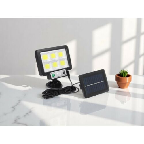 Osztott napelemes fali lámpa mozgásérzékelővel, 3,5m kábel, fekete, kültéri világítás