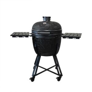 Barbecook Kamal Kamado 60/XL matný uhlíkový gril, čierny keramický kamado gril so sklápacími bočnými stolíkmi a kolieskami - Záhradné grily, pece