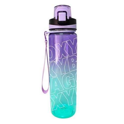 Oxybag Life 800 ml-es Ombre Azur kulacs, lila és türkiz színátmenetes mintával, Oxybag logóval, cseppmentes, BPA-mentes, mosogatógépben mosható - Oxybag