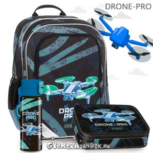 Ars Una Drone Pro ergonomikus iskolatáska szett fiúknak, tartalmazza a hátizsákot, a tolltartót és a kulacsot - Ars Una
