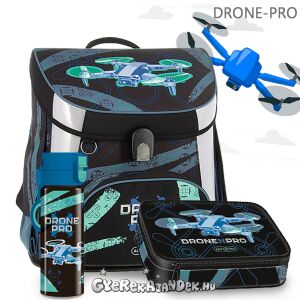 Ars Una Drone Pro iskolatáska szett fiúknak, tartalmazza az iskolatáskát, a tolltartót és a kulacsot - Ars Una