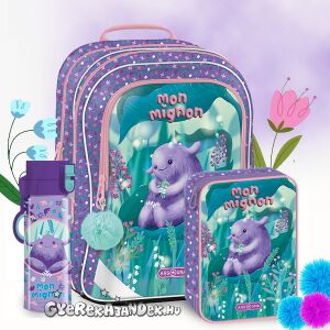 Ars Una Mon Mignon ergonomikus iskolatáska szett lányoknak, tartalmazza a hátizsákot, a tolltartót és a kulacsot - Ars Una