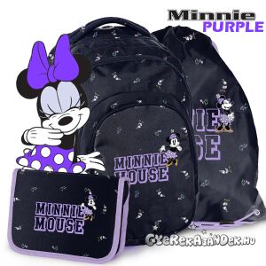 Paso Minnie Mouse iskolatáska szett - Lila Design, tartalmaz hátizsákot, tolltartót és tornazsákot - Paso