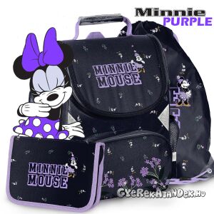 Paso Minnie Mouse iskolatáska szett - Lila Design, tartalmazza az iskolatáskát, a tolltartót és a tornazsákot - Paso