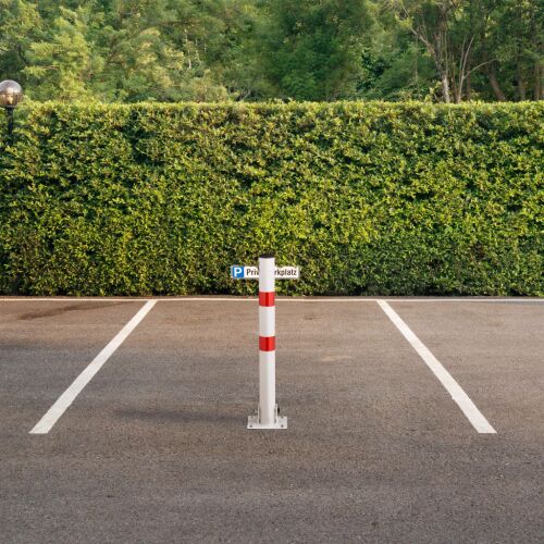Összecsukható parkolásgátló oszlop, fehér, piros, fekete, 65 cm, parkolóhelyre, felhajtóra, biztonság - Parkolásgátló