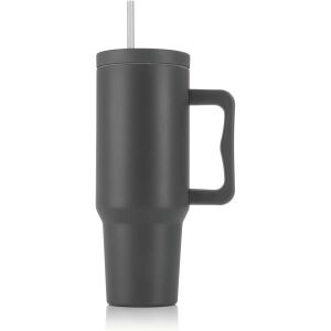 GOURMETMAXX Thermo bögre fedéllel és szívószállal 1,2 liter szürke