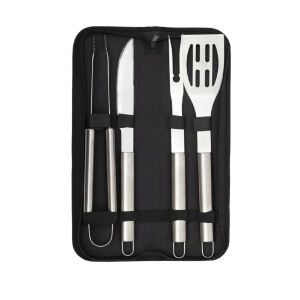 Home GRT09 BBQ tool set in carrying case: knife, fork, spatula, tongs - Garden Grill & BBQ Tool