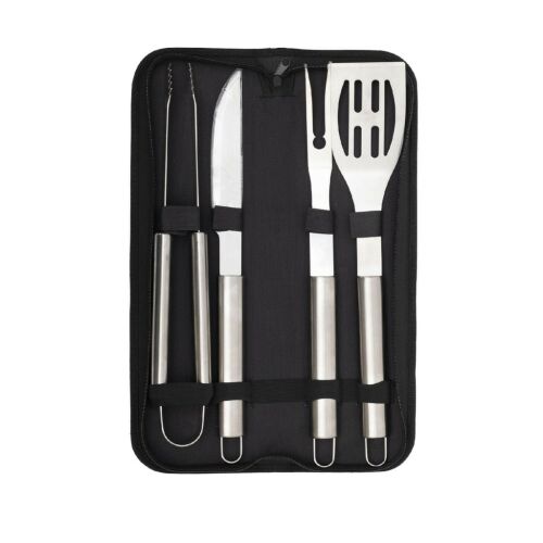 Set ustensile grătar Home GRT09 în husă: cuțit, furculiță, spatulă, clește