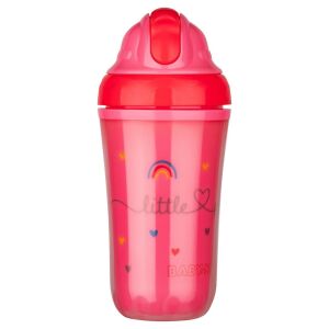 Baby-Nova duplafalú, szívószálas itatópohár 250 ml 6ho+ (rózsaszín) 128222587 - Itatópohár, pohár