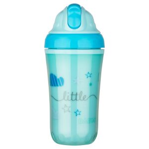 Baby-Nova duplafalú, szívószálas itatópohár 250 ml 6ho+ (kék) 128222589 - Itatópohár, pohár