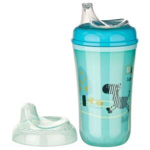Baby-Nova duplafalú itatópohár puha szilikon csőrrel 250 ml 6hó+ kék zebra 128222596 - Itatópohár, pohár