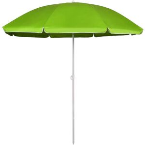 Zielony składany parasol plażowy z białym drzewcem - Meble ogrodowe