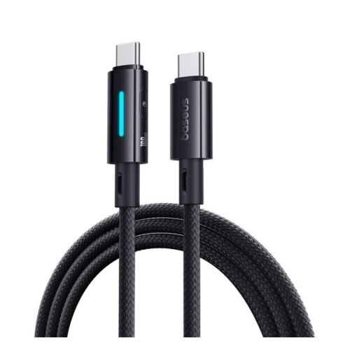 BASEUS adatkábel Type-C - Type-C, LED kijelző, FEKETE 151604216 - Kábel és tartozék