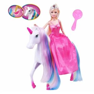 Hercegnő baba ruhával, egyszarvú, fényekkel és tartozékokkal, 3+ éves kortól, 36x9x32cm, több színű