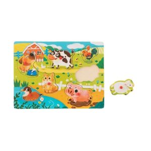 Puzzle cu animale de la fermă pentru copii, 7 piese, din lemn, 30x22,5 cm, animale de la fermă, jucărie educativă - Puzzle pentru copii